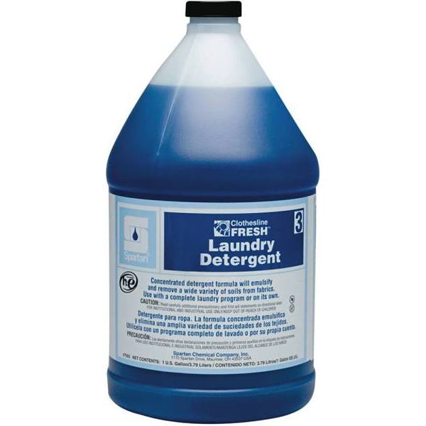 Spartan Clothesline Fresh, Laundry Detergent 3, Pleasant Fragrance, 1 Gal, Case Of 4