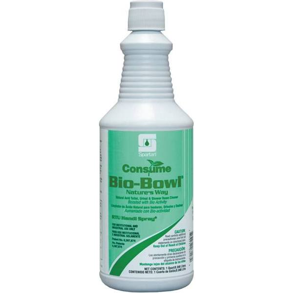 Spartan Consume Bio-Bowl Restroom Cleaner, Citrus Scent, 1 Qt, Case Of 12