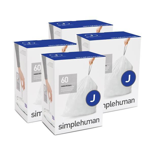 Simplehuman Code J Custom Fit Drawstring Trash Bag And Dispenser (White) (240-Case)