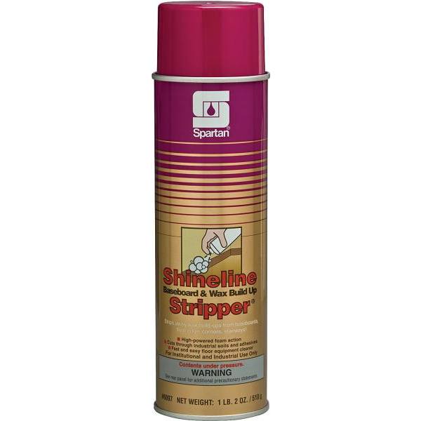 Spartan Shineline Baseboard/Wax Build-Up Stripper, Aerosol, Lemon Scent, 18 Oz, Case Of 12