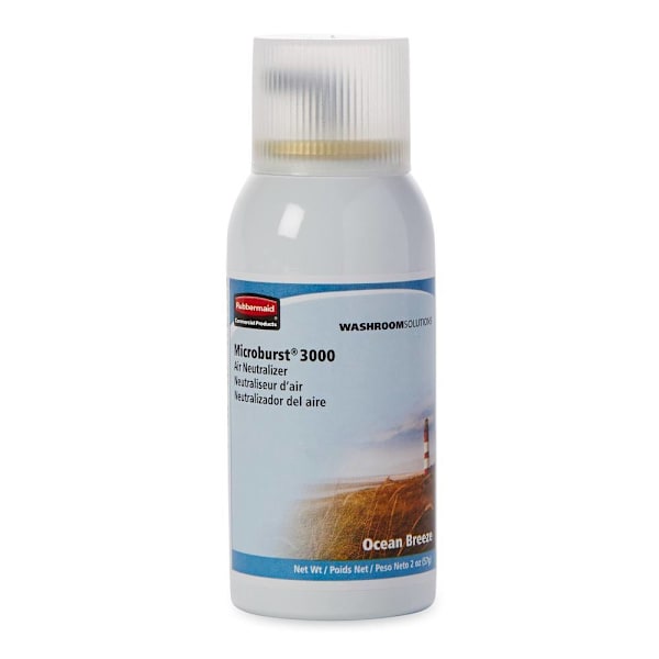 Rubbermaid Commercial Microburst 3000 Odor Neutralizer/Air Freshener Aerosol Refill, Ocean Breeze, 12-Case