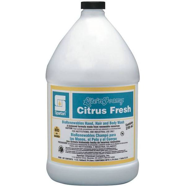 Spartan Lite'n Foamy Citrus Fresh Foaming Hand Wash, Citrus Scented, 1 Gal, Case Of 4
