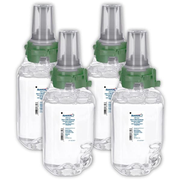 Renown Efm 700 mL Clear & Mild Fragrance-Free Foam Hand Soap Refill For Renown Adx-7 Dispensers, Case Of 4