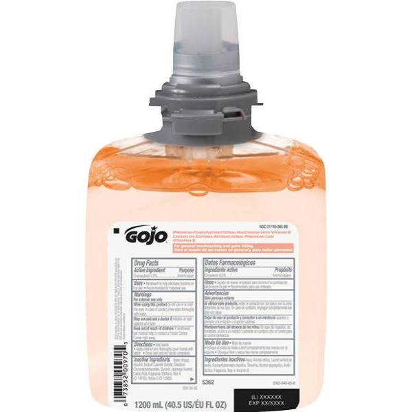Gojo Tfx Antibacterial Handwash, Fresh Fruit Scent, 1200ml Refills, Case Of 2