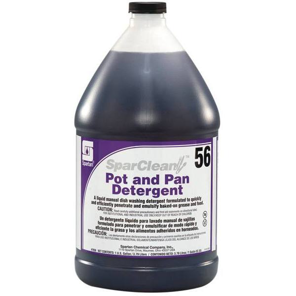 Spartan SparClean Pot And Pan Detergent 56, Manual Dish Detergent, Pleasant Scent, 1 Gal, Case Of 4