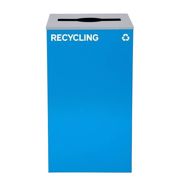 Alpine Industries 29g Square Recycling Trash Can Blue Bin Steel Metal Receptacle
