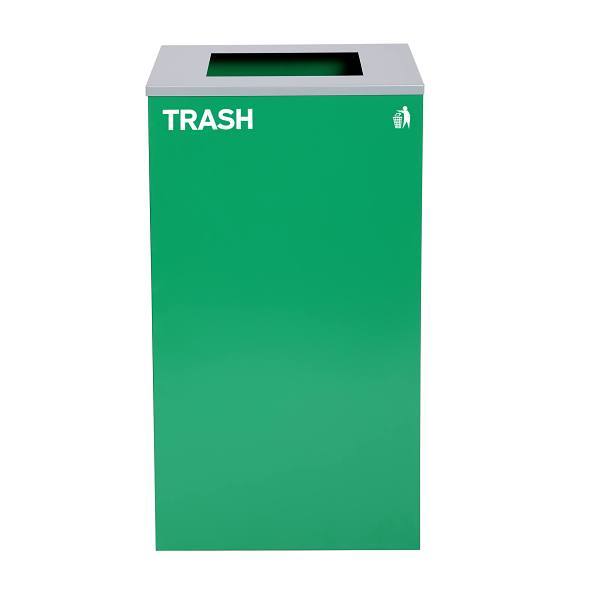 Alpine Industries 29g Square Trash Can Green Bin Steel Metal Receptacle