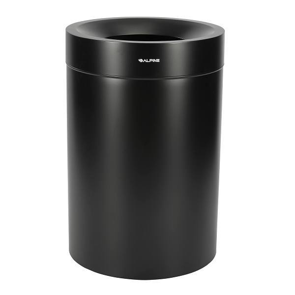 Alpine Industries 50g Stainless Steel Round Trash Can Receptacle Black Waste Bin