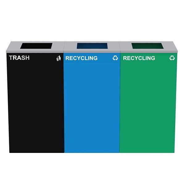 Alpine Industries 87g Steel Blue/Green Recycling Bin Black Package Of 3