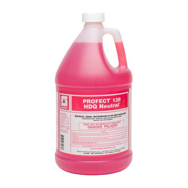 Spartan Profect 128 HDQ Neutral Disinfectant, Refreshing Sitrus Scent, 1 Gal, Case Of 4