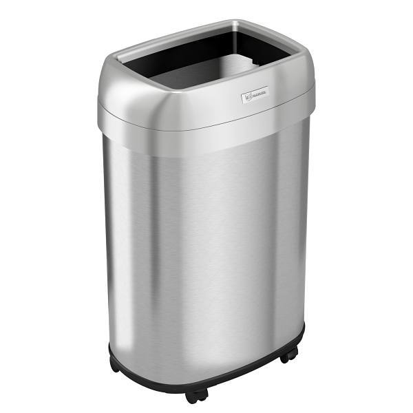 HLS Commercial 13 Gallon Stainless Steel Oval Open Top Trash Can With Wheels And Odor Filters