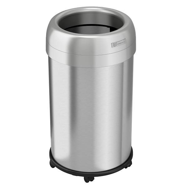 HLS Commercial 13 Gallon Stainless Steel Round Open Top Trash Can With Wheels And Odor Filters