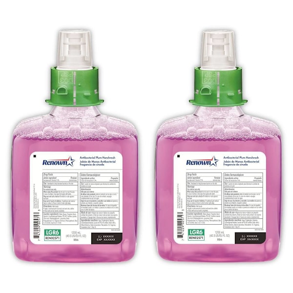 Renown Select Rb6 1200 mL Antibacterial Plum Scent Foam Hand Soap Refill For Renown Rb6 Dispensers, Case Of 2