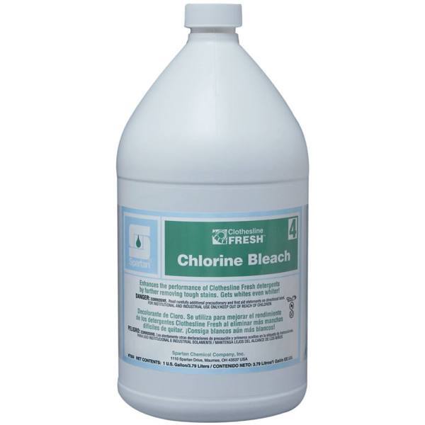 Spartan Clothesline Fresh, Chlorine Bleach 4, Mild Scent, 1 Gal, Case Of 4
