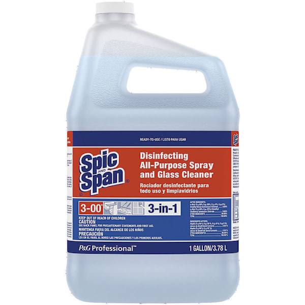 P&G PRO Spic And Span 1 Gal Disinfecting All Purpose & Glass Cleaner W/ Spray Bottle, Case Of 3