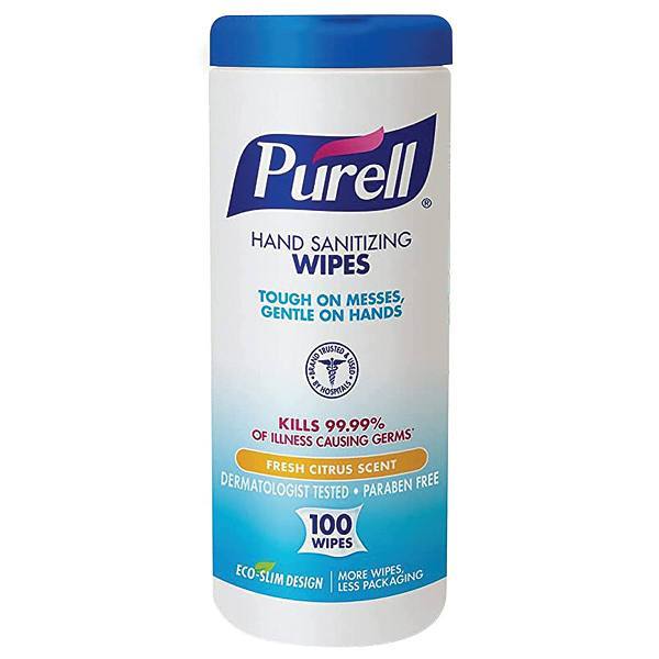 Purell Non-Alcohol Hand Sanitizing Wipes, Citrus Scent, Eco-Slim Canister, Case Of 12
