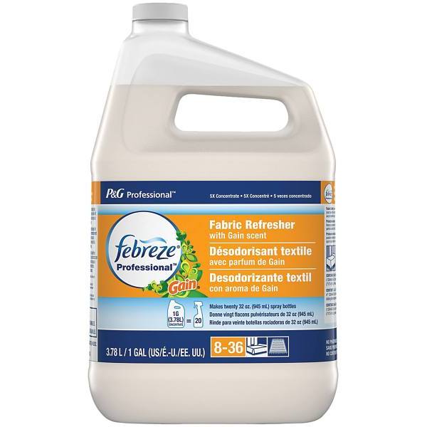 P&G PRO Febreze Professional Fabric Freshener, Liquid Concentrate, Gain Scent, 1 Gal., Case of 2