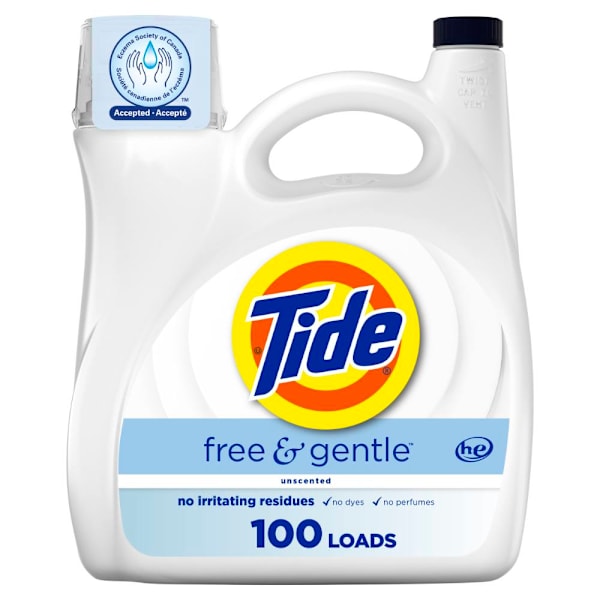 Tide Free & Gentle Liquid Laundry Detergent, 100 Loads, 132 Oz., Case Of 4