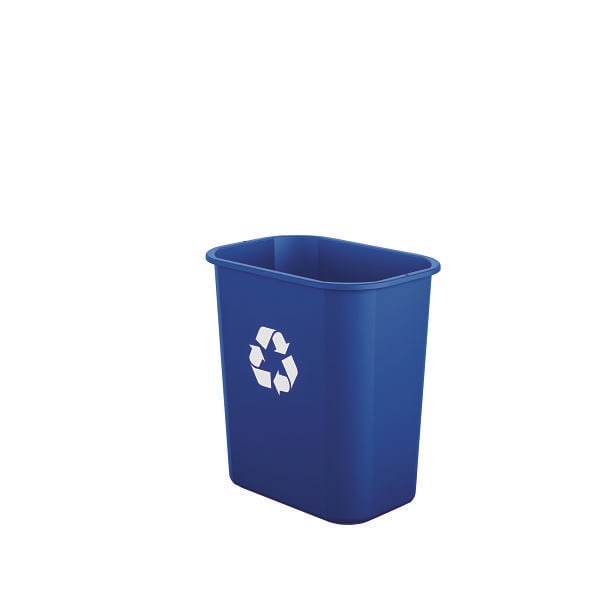 Suncast Commercial Desk-Side Resin Trash Can, 3 Gallon, Blue, Recycle