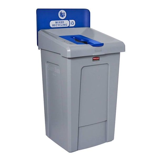Rubbermaid Commercial Slim Jim 33 Gal. 1-Stream Compost Bin For Recycling Station, Gray And Green