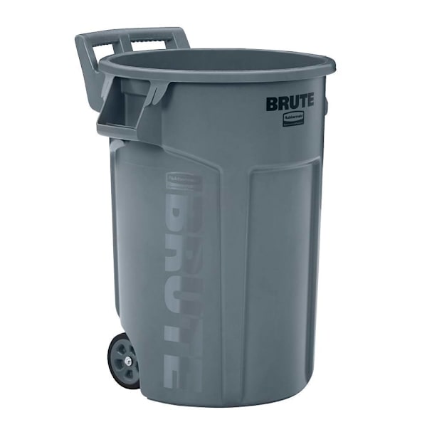 Rubbermaid Commercial BRUTE 44 Gal. Round Trash Can, Vented, Wheeled, Gray
