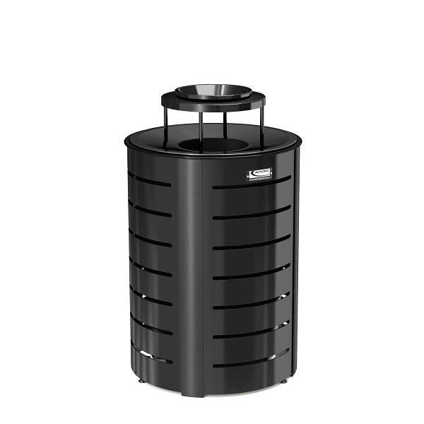 Suncast Commercial 35 Gallon Outdoor Decorative Metal Trash Can With Metal Lid