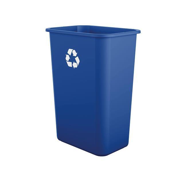 Suncast Commercial 10 Gal Desk-Side Resin Recycling Logo Trash Can Case Of 12