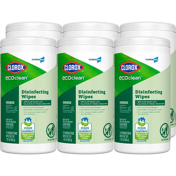 Clorox Ecoclean Disinfecting Wipes, Cloroxpro, 75 Count, Case Of 6