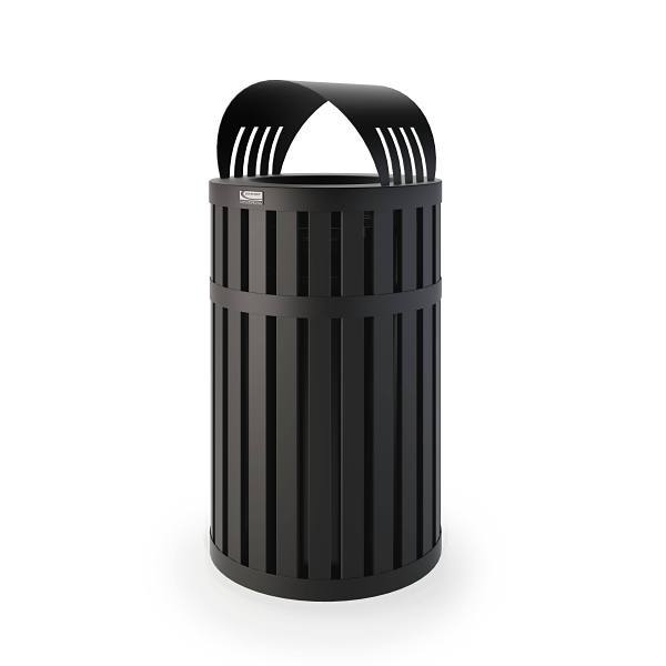 Suncast Commercial Round Slatted Can With Canopy Lid