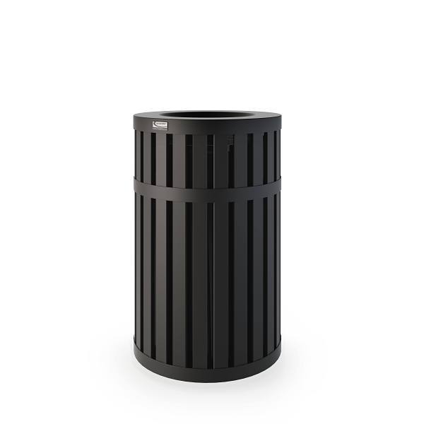 Suncast Commercial 45 Gallon Round Slatted Metal Trash Can