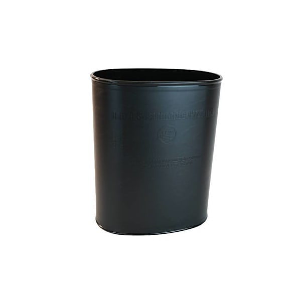Hapco Eco-Luxury Certified Vegan Leatherette 14q Oval Wastebasket Black 8/Cs