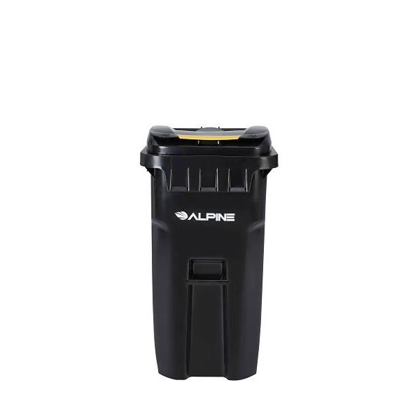 Alpine Industries 64 Gallon Black Wheeled Rectangular Trash Can Receptacle W/Lid