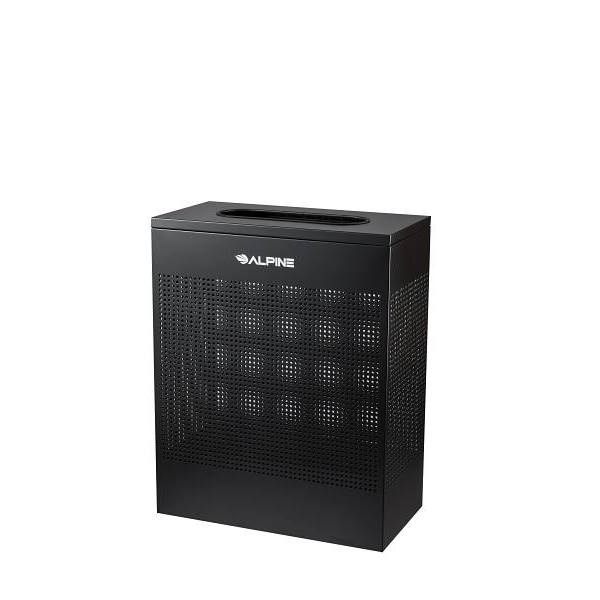 Alpine Industries 23 Gallon Black Perforated Metal Square Decorative Trash Can