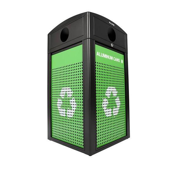 Alpine Industries 40 Gal Steel Green Outdoor Recycle/Trash Receptacle-Lid