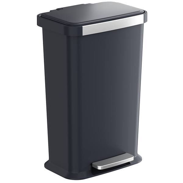 HLS Commercial 13.2 G / 50 Liter Black Plastic Step Pedal Trash Can With Odor Filter