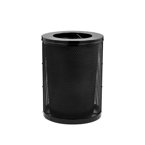 Alpine Industries Outdoor Diamond Steel Trash Can With Flat Lid 36 Gallon Black
