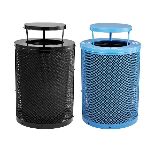 Alpine Industries Outdoor Diamond Steel Blue/Black Can-Rain Bonnet Lid 72 Gallon