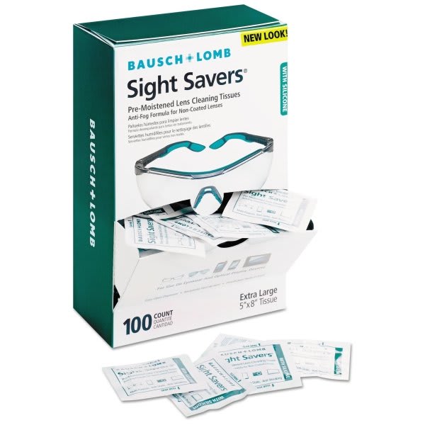 Bausch & Lomb Sight Savers Anti-Fog Tissues With Silicone, Package Of 100