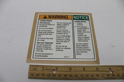 Genie Part # 37111GT – Decal, Warning, Ladder Safe/Set