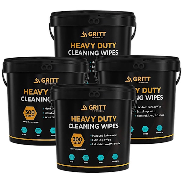 Gritt Commercial 10x12" Multi-Surface Hand/Tool Wet Cleaning Wipes Case Of 4