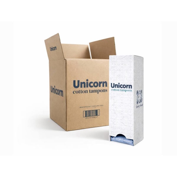 Unicorn Regular Organic Cotton Tampon Cartridge Plant-Based Applicator Case Of 6