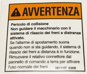 Genie Part # 38111ITGT – Decal, Warning, Brake Release