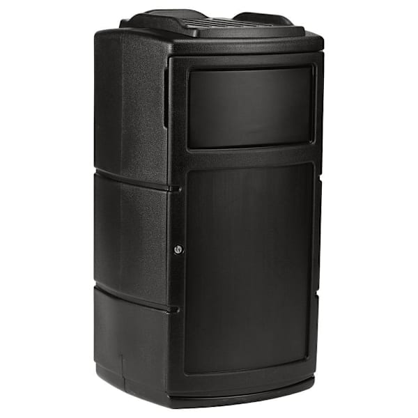 Commercial Zone Products Polytec™ Black Square Trash Container Dual Flipper Lid