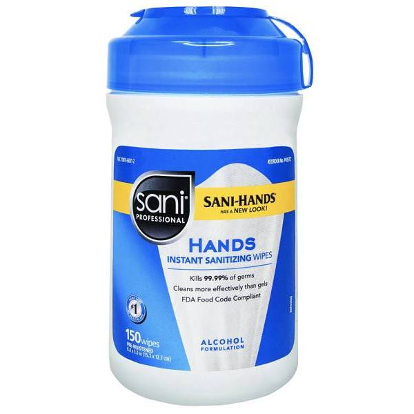 Nice Pak Sani-Hands Instant Hand Sanitizing Wipes 150 Count Canister