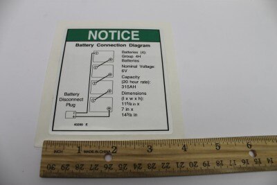 Genie Part # 40299GT – Decal, Notice, Batt Connection