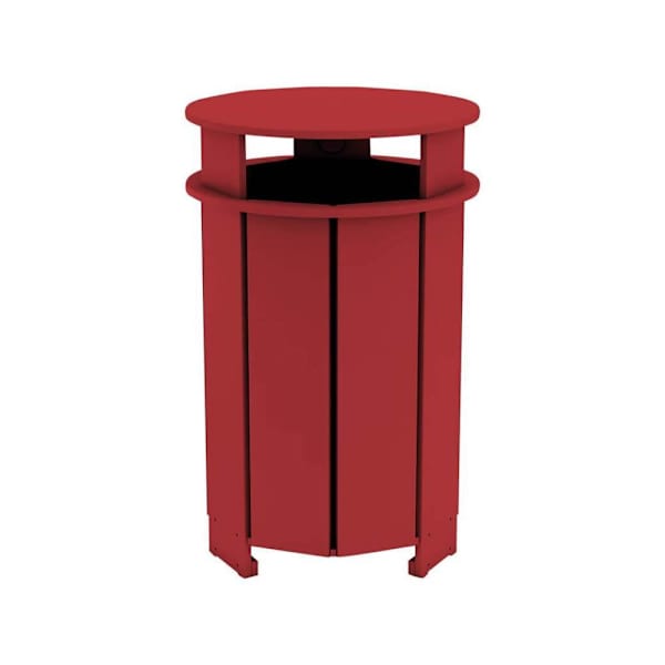 Ledge Lounger™ Mainstay Industrial Round Trash Bin And Liner-Red