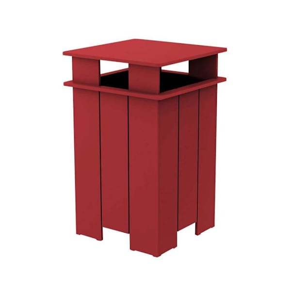 Ledge Lounger™ Mainstay Industrial Square Trash Bin And Liner-Red