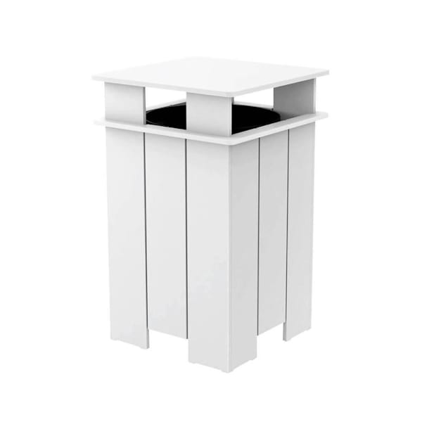 Ledge Lounger™ Mainstay Industrial Square Trash Bin And Liner-White