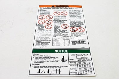 Genie Part # 40513GT – Decal, Warning/Safety-Slc