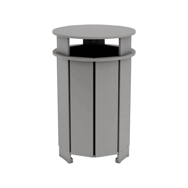 Ledge Lounger™ Mainstay Industrial Round Trash Bin And Liner-Gray